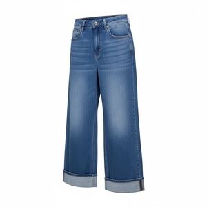 HALARA NWT Wide-Leg Cuffed Jeans in Medium Blue Wash - SKU 1133